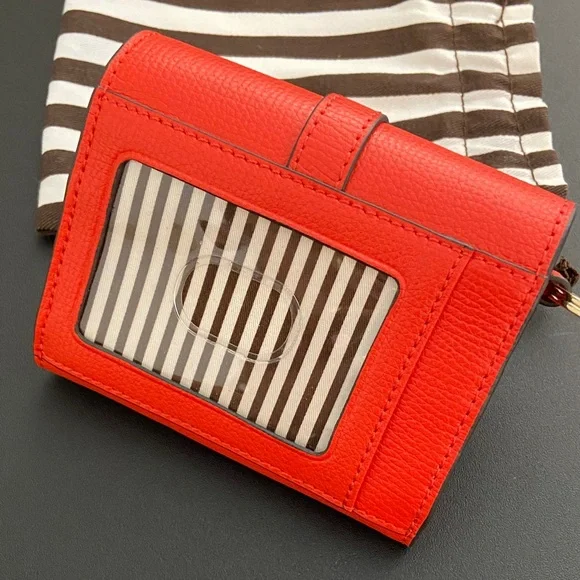 Henri Bendel Orange Leather Compact Wallet - Picture 10 of 16